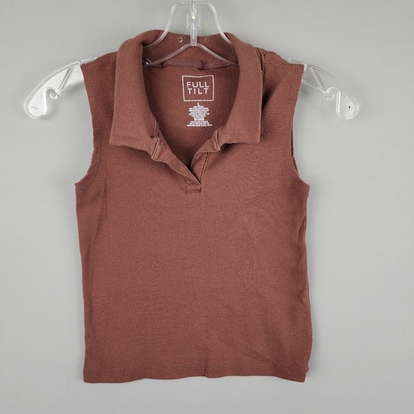 Full Tilt Brown Sleeveless Crop Top Sz Large - Picture 1 of 5